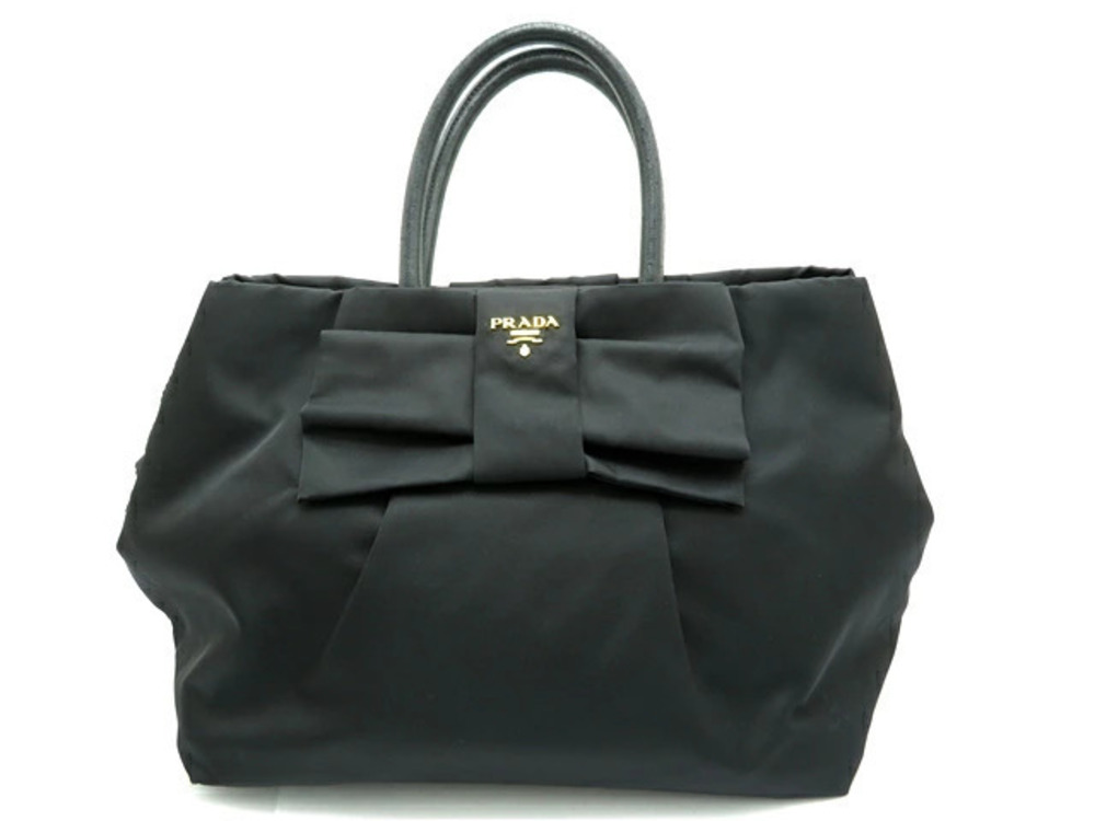 Prada tote bag black ribbon